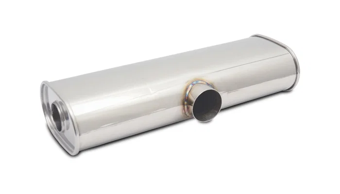 10632 – VIBRANT Exhaust Muffler, 10 Inch Width X 6 Inch Height Stainless Steel Case Single 3 Inch Center Inlet Dual 2...
